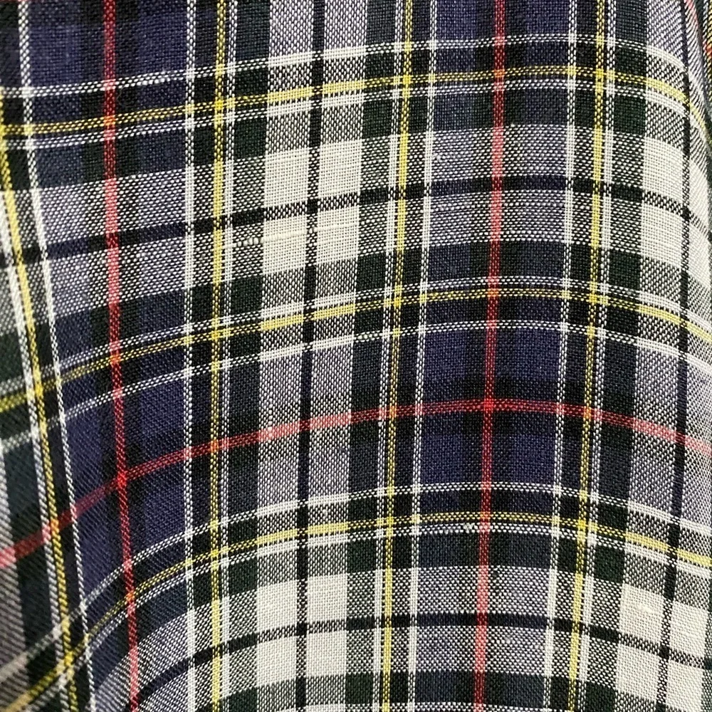Banana Republic Blue Plaid Irish Linen Long Sleeve Men’s Button Up Shirt Size XL